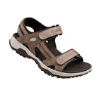 Toe touch view on KURU Footwear TREAD Women's Sandals in CedarBrown-VanillaCream-PaleKhaki