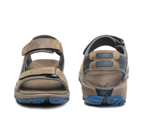 Front and back view on KURU Footwear TREAD Men's Sandals in DarkAsh-Mountain