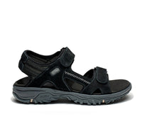 Outside profile details on the KURU Footwear TREAD Women's Sandals in JetBlack