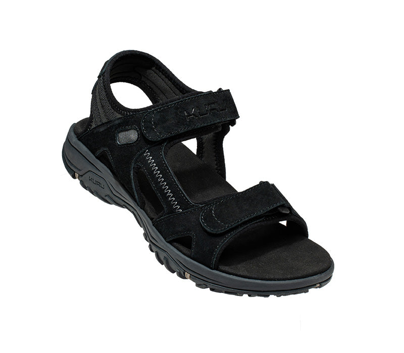 Toe touch view on KURU Footwear TREAD Women's Sandals in JetBlack