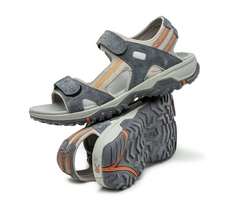 Stacked view of  KURU Footwear TREAD Men's Sandals in SlateGray-BurntOrange
