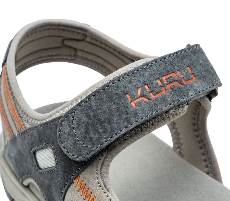 Close-up of the strap on the KURU Footwear TREAD Men's Sandals in SlateGray-BurntOrange