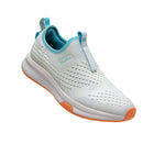 Toe touch view on KURU Footwear ATOM Slip-On Men's Sneaker in BrightWhite-TopazBlue