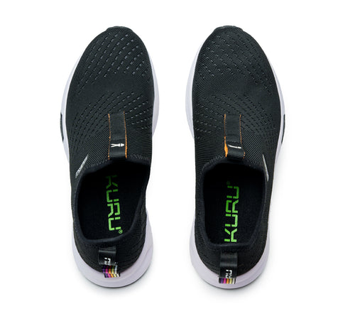 Top view of KURU Footwear ATOM Slip-On Women's Sneaker in JetBlack