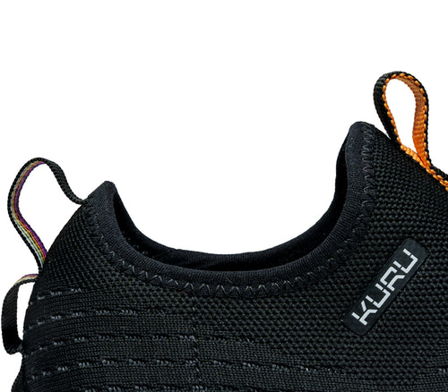 Close-up of the ankle on the KURU Footwear ATOM Slip-On Women's Sneaker in JetBlack