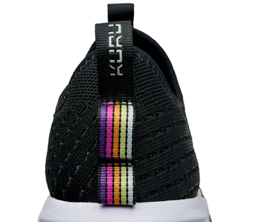 Close-up of the material on the KURU Footwear ATOM Slip-On Women's Sneaker in JetBlack