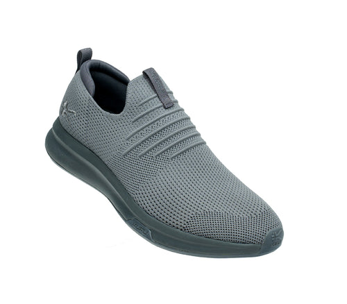Toe touch view on KURU Footwear ATOM Slip-On Men's Sneaker in LeadGray