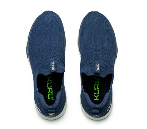 Top view of KURU Footwear ATOM Slip-On Men's Sneaker in MidnightBlue-MineralBlue
