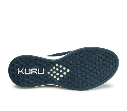 Detail of the sole pattern on the KURU Footwear ATOM Slip-On Men's Sneaker in MidnightBlue-MineralBlue