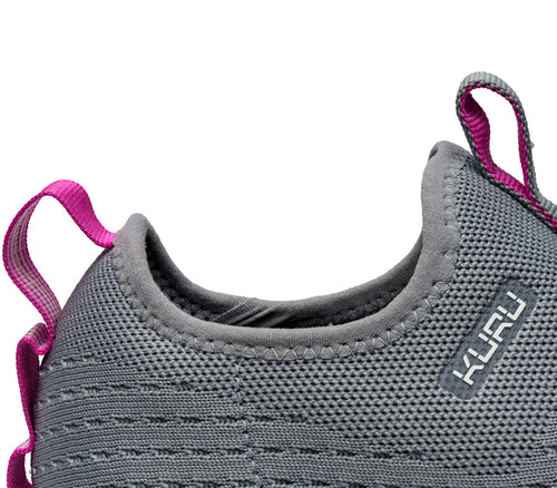 Close-up of the ankle on the KURU Footwear ATOM Slip-On Women's Sneaker in StoneGray-BerryPink