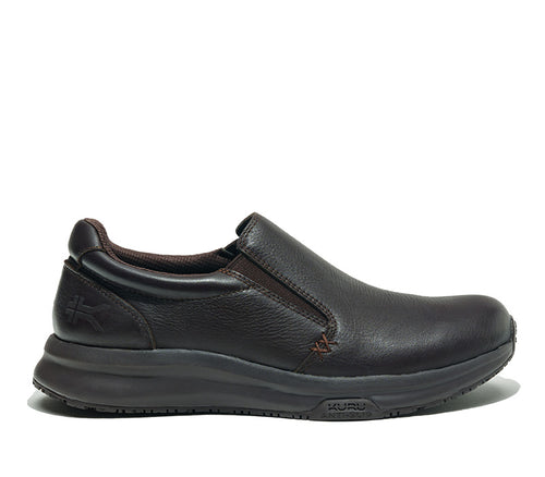 Outside profile details on the KURU Footwear KIVI 2 Men's Slip-on Shoe in Espresso Brown