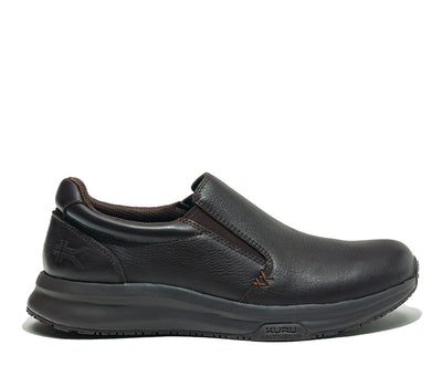 Outside profile details on the KURU Footwear KIVI WIDE 2 Men's Slip-on Shoe in Espresso Brown