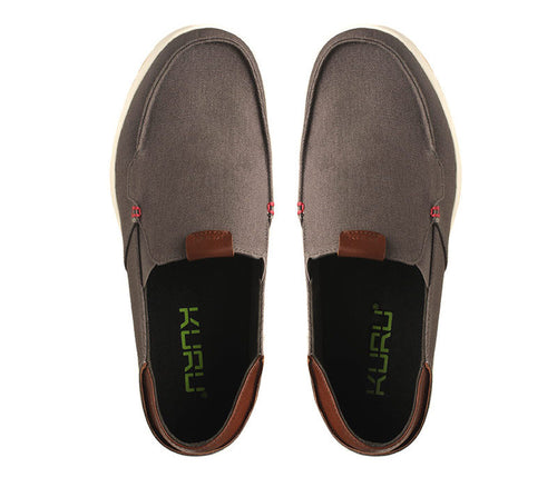 Top view of KURU Footwear PACE Men's Slip-on Shoe in Dark Ash-White-RichWalnut