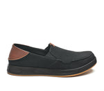 Outside profile details on the KURU Footwear PACE Men's Slip-on Shoe in JetBlack-RichWalnut
