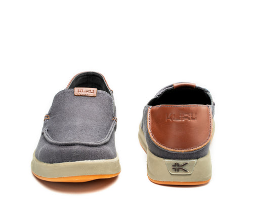 Front and back view on KURU Footwear PACE Men's Slip-on Shoe in SmokeGray