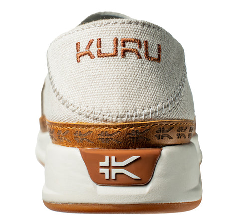 Close-up of the back on the KURU Footwear ROAM ATLA Women's Classic women’s slip-on in Sand-Caramel