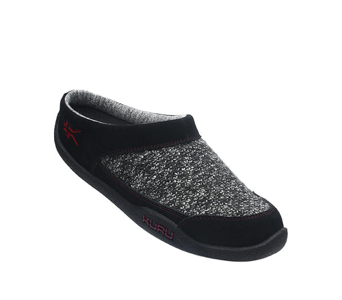 Toe touch view on KURU Footwear DRAFT Women's Slipper in Black-RedRuby