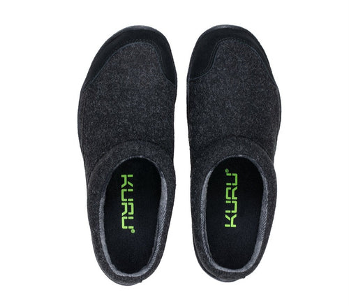 Top view of KURU Footwear DRAFT Women's Slipper in Charcoal-Black