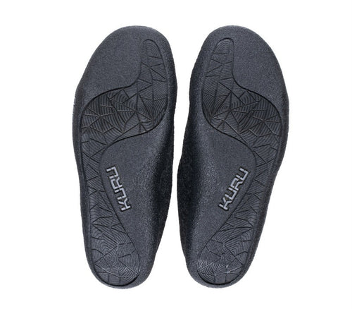 Detail of the sole pattern on the KURU Footwear DRAFT Women's Slipper in Charcoal-Black