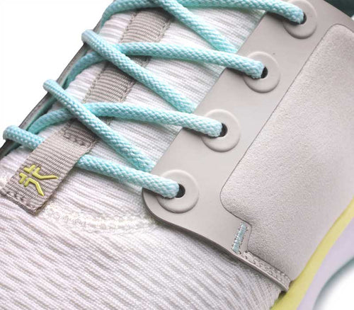 Close-up of the material on the KURU Footwear ATOM Women's Athletic Sneaker in BrightWhite-IceBlue