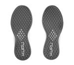 Detail of the sole pattern on the KURU Footwear ATOM Women's Athletic Sneaker in CloudGray-White-IronGray