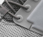 Close-up of the material on the KURU Footwear ATOM Women's Athletic Sneaker in CloudGray-White-IronGray
