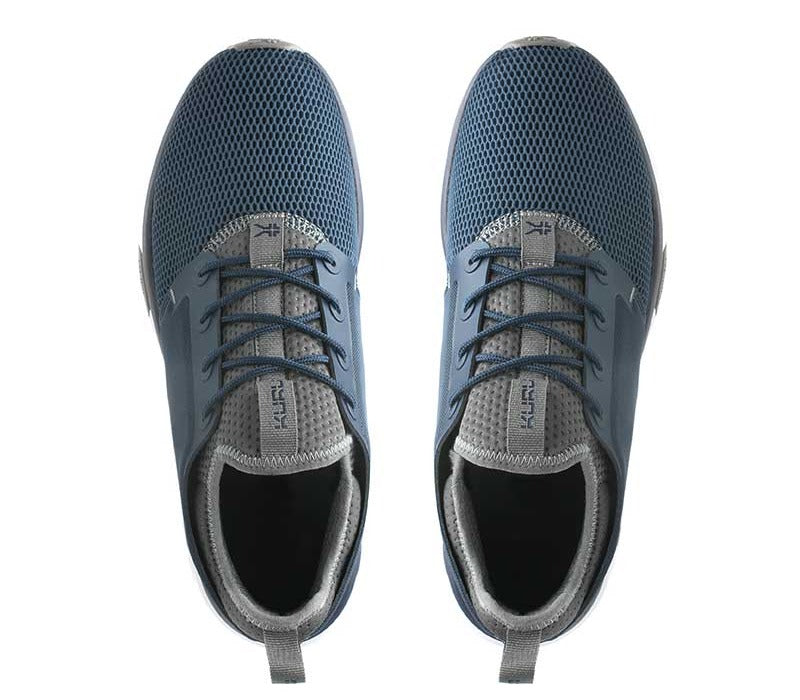 Top view of KURU Footwear ATOM Men's Athletic Sneaker in Indigo-White-Basalt