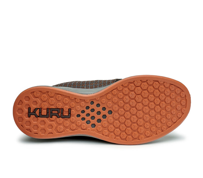 Detail of the sole pattern on the KURU Footwear ATOM Men's Athletic Sneaker in JavaBrown-SpiceBrown