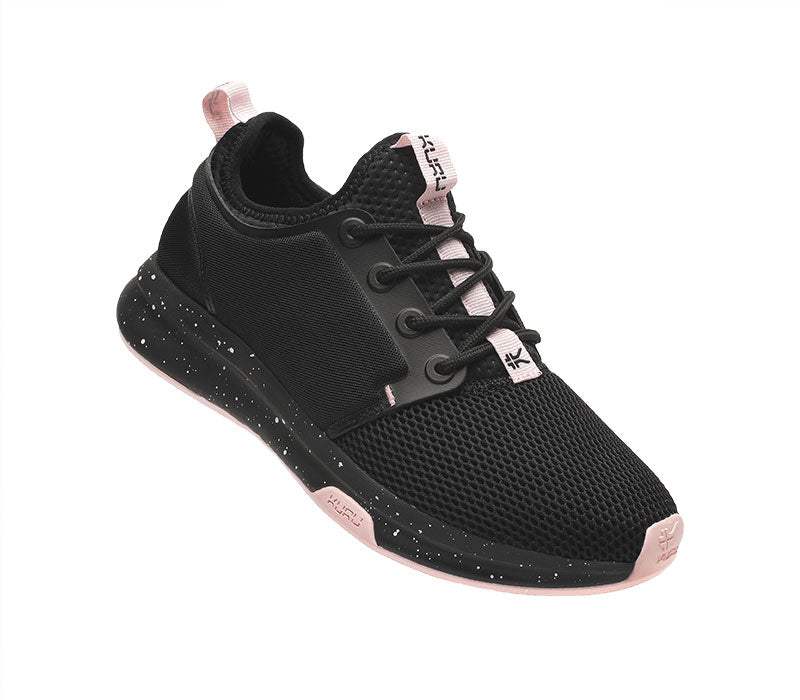 Toe touch view on KURU Footwear ATOM Women's Athletic Sneaker in JetBlack-MistyLilac