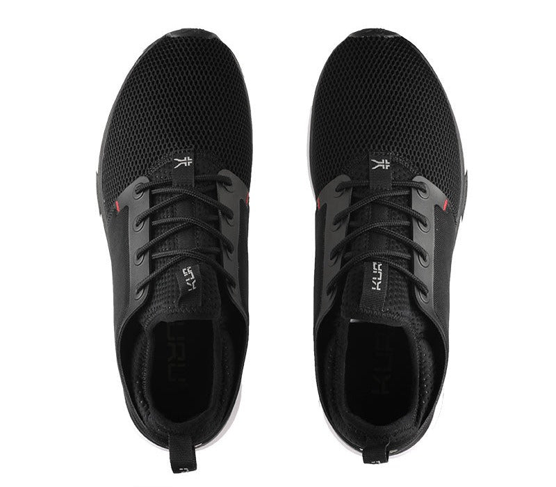 Top view of KURU Footwear ATOM Men's Athletic Sneaker in JetBlack-White-FireRed