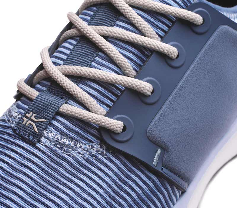 Close-up of the material on the KURU Footwear ATOM Women's Athletic Sneaker in MineralBlue-BoneGray