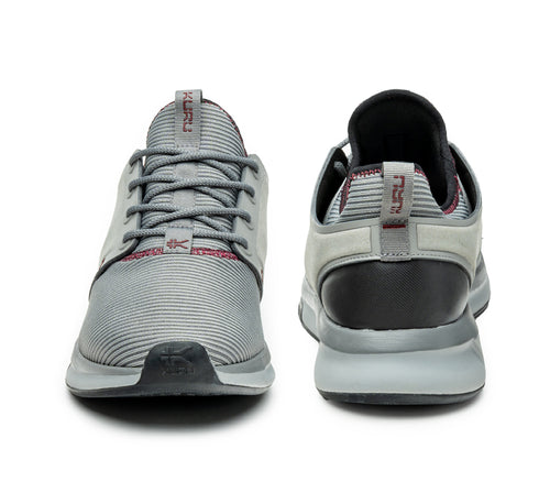 Front and back view on KURU Footwear ATOM Men's Athletic Sneaker in StormGray-Black