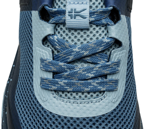 Close-up of the material on the KURU Footwear ATOM Trail Women's Sneaker in BlueFog-MidnightBlue