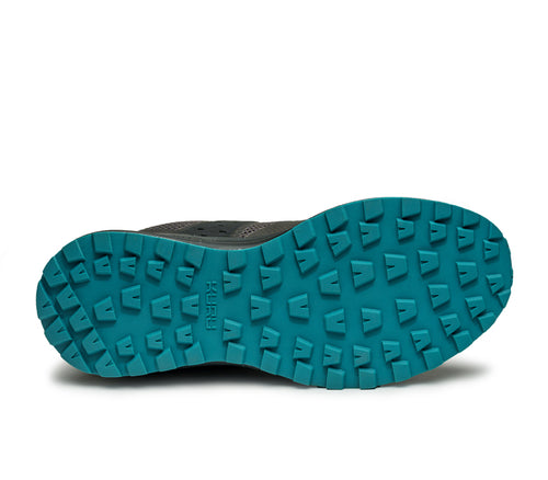 Detail of the sole pattern on the KURU Footwear ATOM Trail Women's Sneaker in JetBlack-DarkTeal