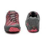 Front and back view on KURU Footwear CHICANE Women's Trail Hiking Shoe in SlateGray-RosePink
