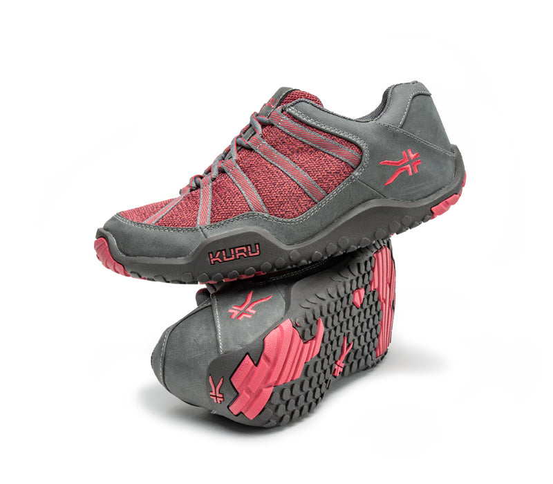 Stacked view of  KURU Footwear CHICANE Women's Trail Hiking Shoe in SlateGray-RosePink