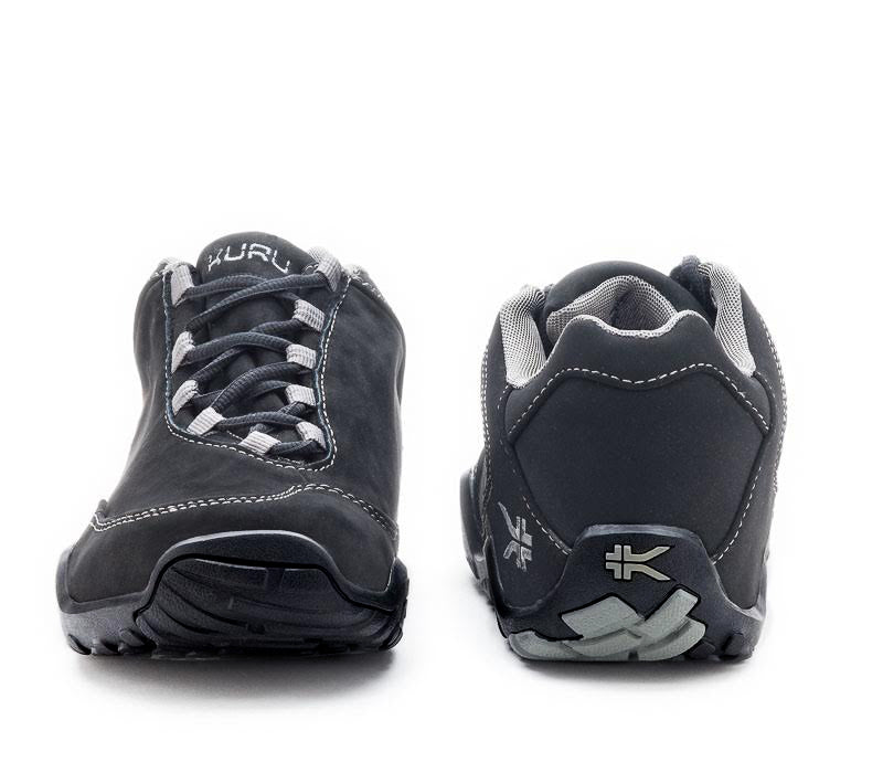 Front and back view on KURU Footwear CHICANE WIDE Men's Trail Hiking Shoe in SmokestackBlack