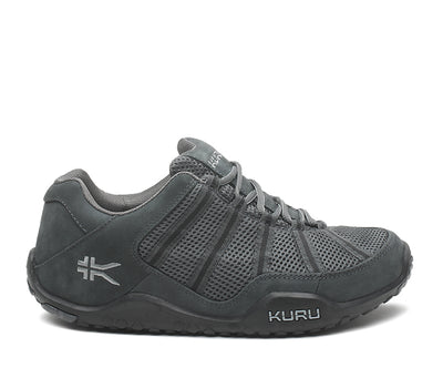 Outside profile details on the KURU Footwear CHICANE WIDE Men's Trail Hiking Shoe in EmpireSteel-Black-Basalt