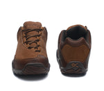 Front and back view on KURU Footwear CHICANE WIDE Men's Trail Hiking Shoe in MustangBrown-MochaBrown