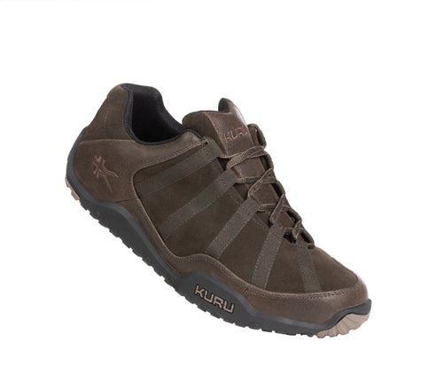 Toe touch view on KURU Footwear CHICANE WIDE Men's Trail Hiking Shoe in WoodstockBrown-Black