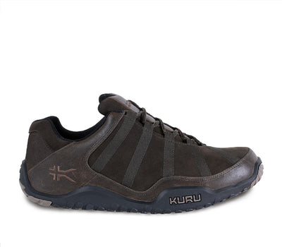 Outside profile details on the KURU Footwear CHICANE Men's Trail Hiking Shoe in WoodstockBrown-Black