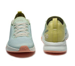 Front and back view on KURU Footwear FLUX Women's Sneaker in LimeSorbet-MistBlue