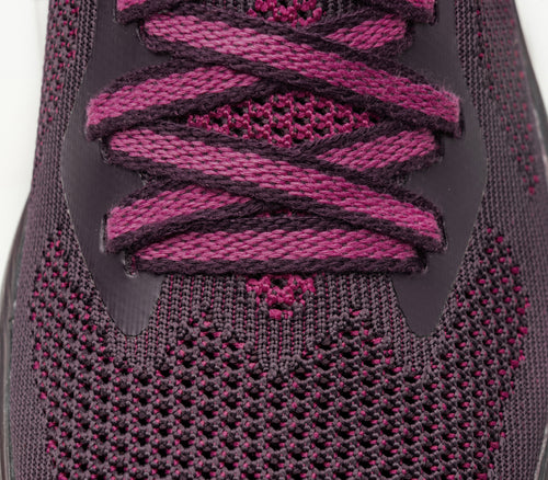 Close-up of the material on the KURU Footwear FLUX Women's Sneaker in PlumPurple-BerryPink
