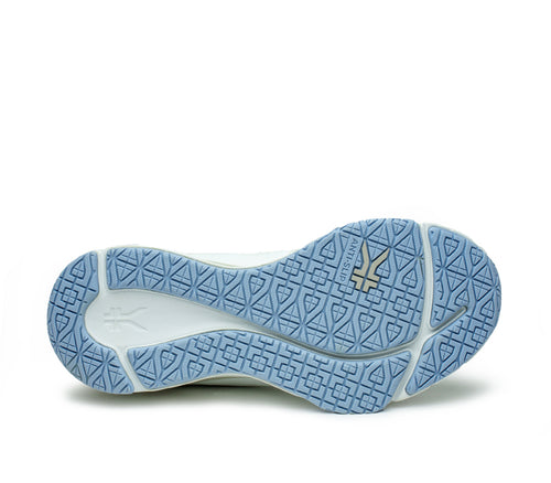 Detail of the sole pattern on the KURU Footwear KINETIC 2 Women's Anti-Slip Sneaker in BrightWhite-BlueFog