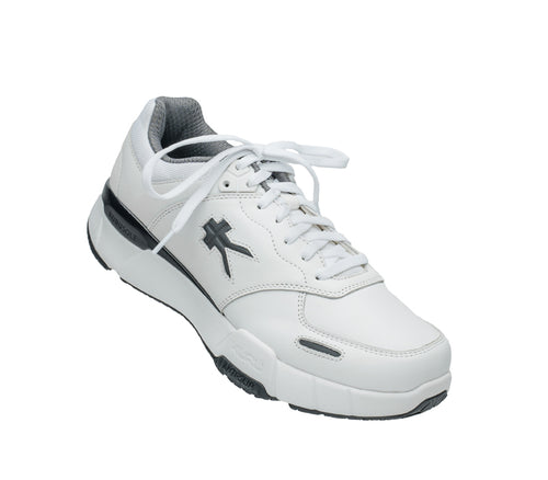Toe touch view on KURU Footwear KINETIC WIDE 2 Men's Anti-Slip Sneaker in BrightWhite-Graphite