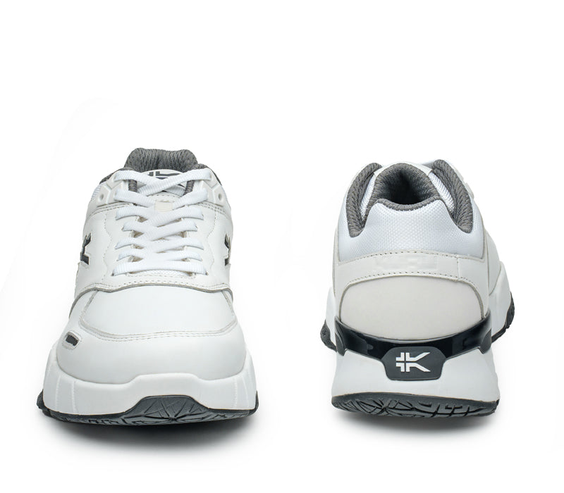 Front and back view on KURU Footwear KINETIC 2 Men's Anti-Slip Sneaker in BrightWhite-Graphite