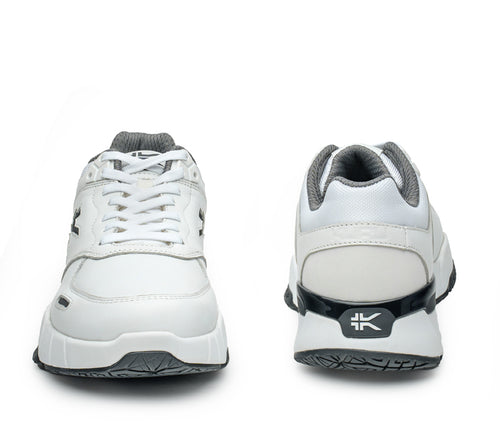Front and back view on KURU Footwear KINETIC WIDE 2 Men's Anti-Slip Sneaker in BrightWhite-Graphite