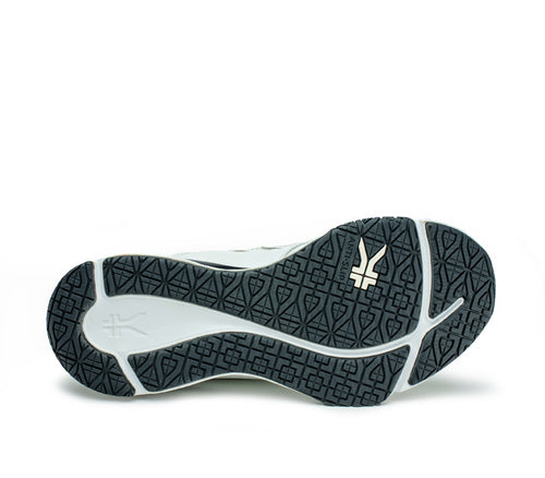 Detail of the sole pattern on the KURU Footwear KINETIC 2 Men's Anti-Slip Sneaker in BrightWhite-Graphite