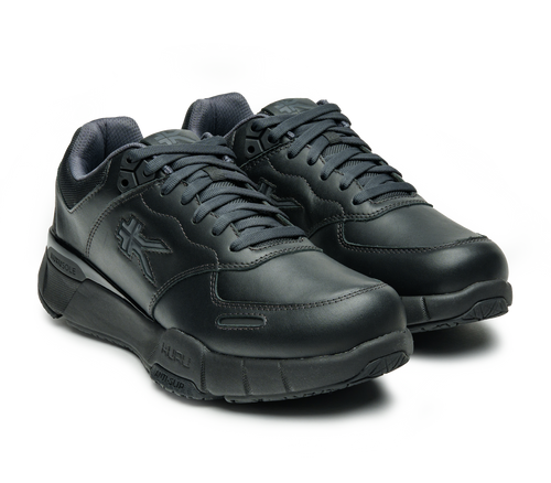 Side by side view of KURU Footwear KINETIC 2 Men's Anti-Slip Sneaker in Smokestack-Black