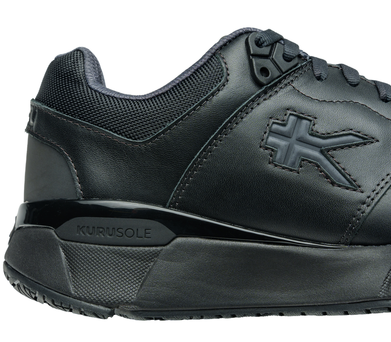 Close-up of the ankle on the KURU Footwear KINETIC 2 WIDE Men's Anti-Slip Sneaker in Smokestack-Black